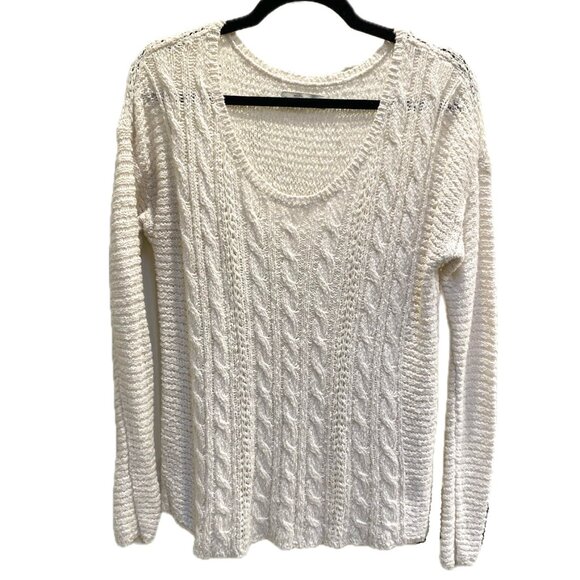 Abercrombie & Fitch Cream Delicate Weave Cable Sweater - Size Large - Picture 1 of 11